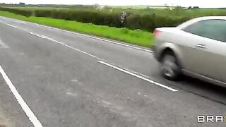 A juicy beauty was fucked by a guy on the haystack, it was awesome