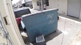 A hot chick got fucked behind the garbage tank on cam