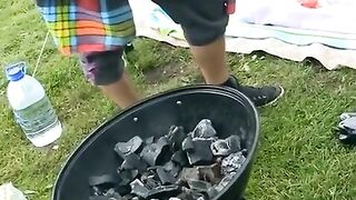 Outdoor group sex with Russian students and their friends in nature