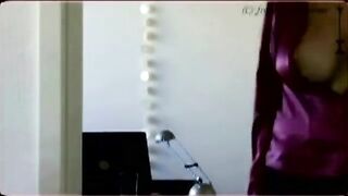 A man peeps at girl with big boobs naked