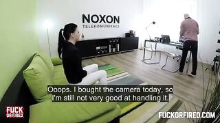 Casting of a cute brunette for an erotic table scene
