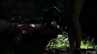 Appetizing blonde girl had sex with a guy in the garden