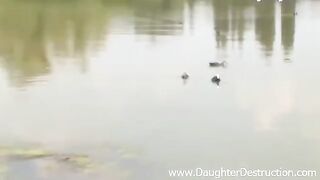 Girl showed her boobs to the guy on the pier and got fucked