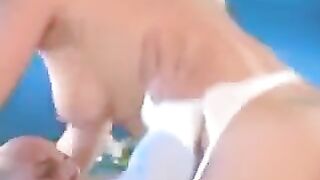 Hard and beautiful fuck with girl in white stockings