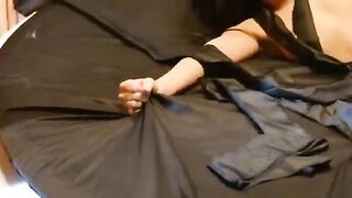 Girl was double penetrated and received a cumshot on her panties