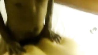 A fat woman lay down between two guys with a big ass and big boobs