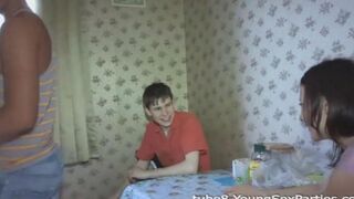 Two friendly girls fucked at home with their boyfriends in a steamy swap