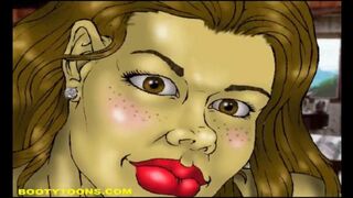 Black girls are drawn in a comic strip, ready for sex