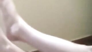 A drunk girl was smoking naked on the sofa