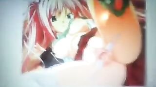 The guy masturbates on the crotch of an anime girl as usual