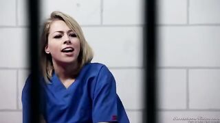 Two girls are having fun by licking each other in their cell
