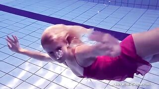 Naked swimming in the pool is a great way to relax with your partner