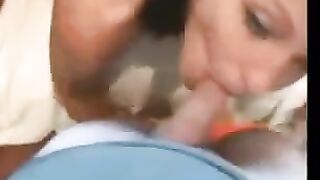 Guy finished on the face of a cute brunette after sex