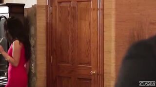 Two sisters fuck a friend in the bathroom, giving him blowjobs