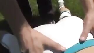 Busty brunette mature gets her big tits covered with cum