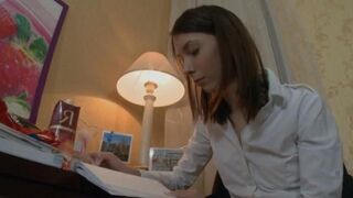 Alena teaches English to earn money, using her ass for sex