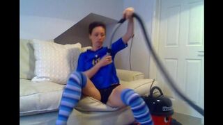 Babe fucks with a vacuum cleaner and achieves an orgasm with it