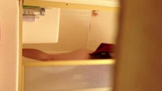 A girl has shower all naked, hidden camera captures it