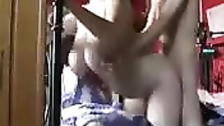 A man fucked his wife with big tits in her tight ass at home