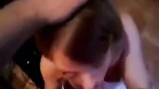 A blowjob ended with a cumshot, which the guy did not plan