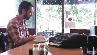 The guy met an Asian girl in the cafe and took her to fuck