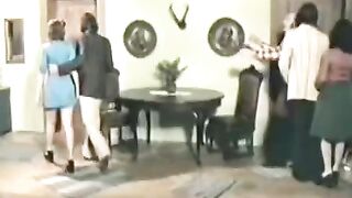 A hot foursome sex with cute charming girls in stockings