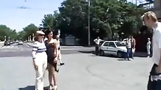Brunette model gets fucked hard in public, almost caught