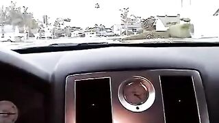 Nikki makes a blowjob right in the car, it was a surprise