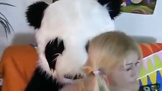 A hot woman has sex with her beloved teddy bear Panda