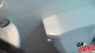 Homemade blowjob scene with a stunning brunette and nice butt