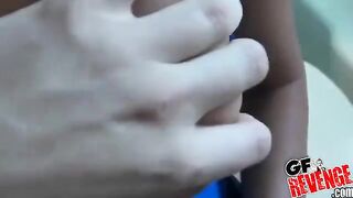 Homemade blowjob scene with a stunning brunette and nice butt