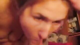 The man finished right in the mouth of a naughty girl