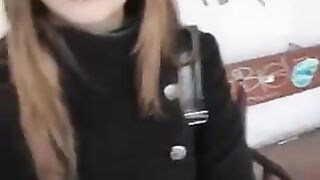 The girl is not embarrassed to have sex in public places, including blowjobs