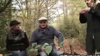 A father and son fuck his daughter and sister in the forest
