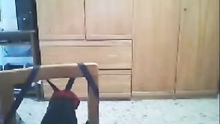 A girl fucks in front of her webcam and her husband