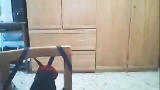 A girl fucks in front of her webcam and her husband