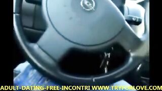 Blonde woman fucked in the car by a taxi driver