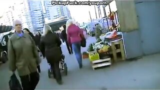 A pick-up guy fucked sexy blonde teen on the street