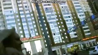 A pick-up guy fucked sexy blonde teen on the street
