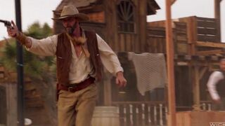 The cowboy punished the girl but licked her clitoris