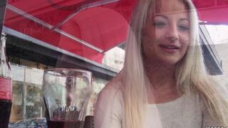 A sexy blonde with natural tits gets fucked by a big cock in an intense scene