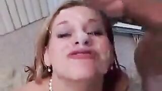 Guy released cum with his sperm to the girl’s mouth