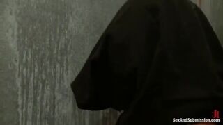 Girl tied up and fucked in the mouth, a classic BDSM scene