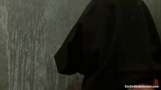 Girl tied up and fucked in the mouth, a classic BDSM scene
