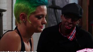Blonde woman in emo style fucked in her ass hole by a Negro
