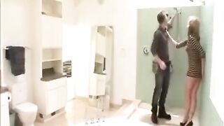 The wife fucked by plumber and her husband watched, shocked