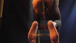 A guy in pantyhose stands cancer and fucks her