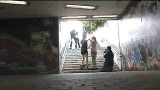A girl was tied up and fucked on the street, experience rough
