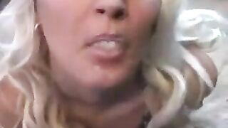 The whims lick the sperm from the spoon with tender mouth