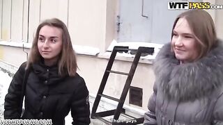 A blonde girl was picked up by two guys